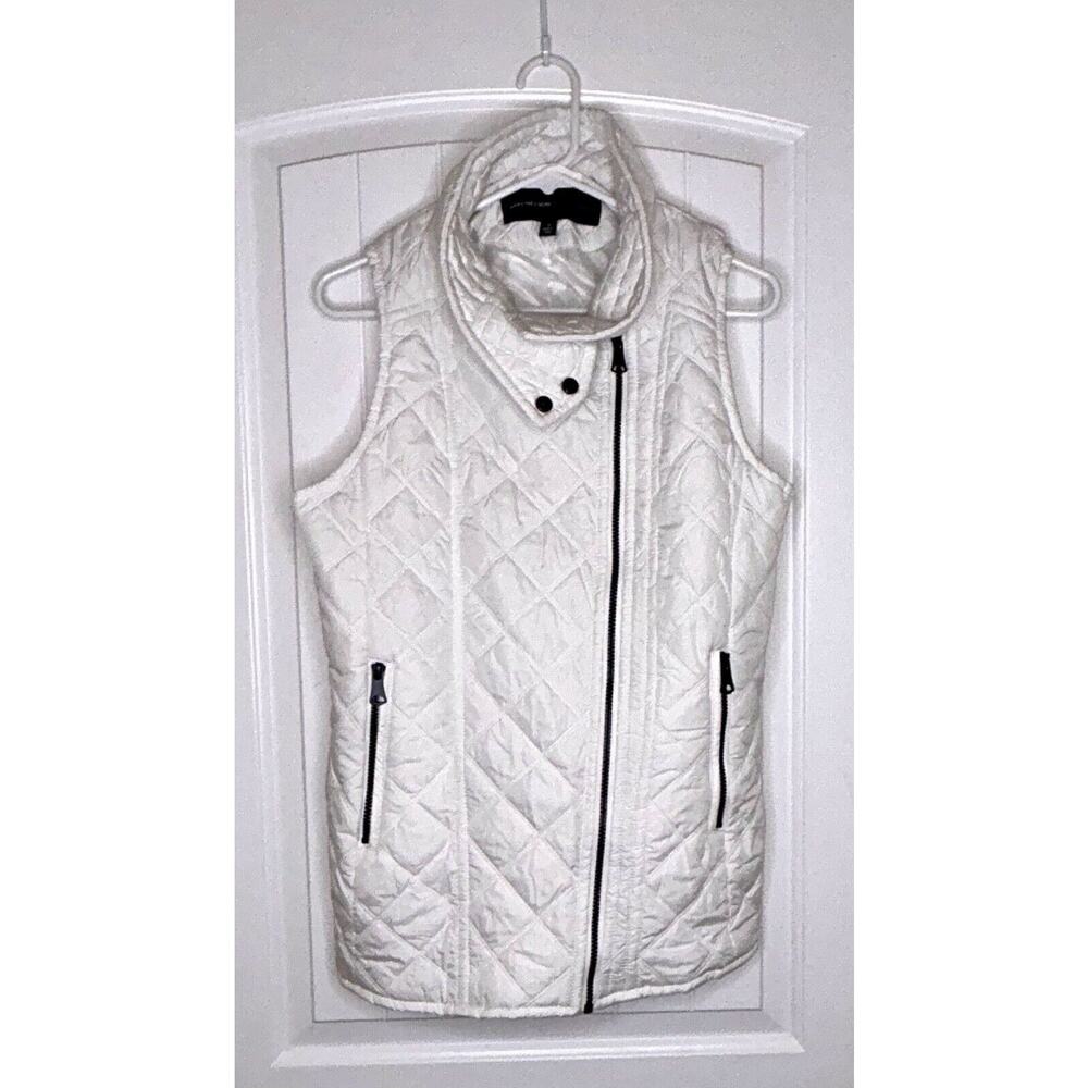 Marc New York Andrew Marc Womens‎ Quilted Vest Zip Pockets White Size M